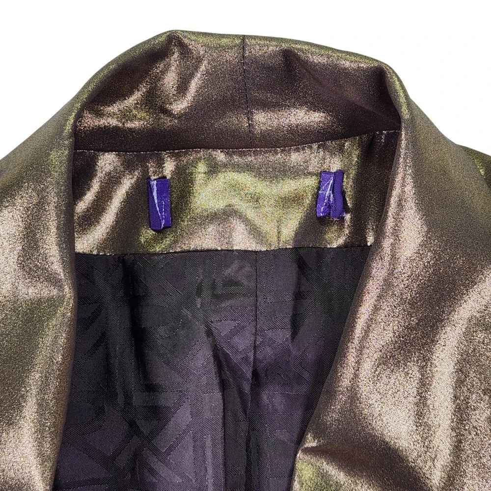 Ralph Lauren Collection‎ Gold Metallic Double Breasted Runway Blazer Italy 6/8